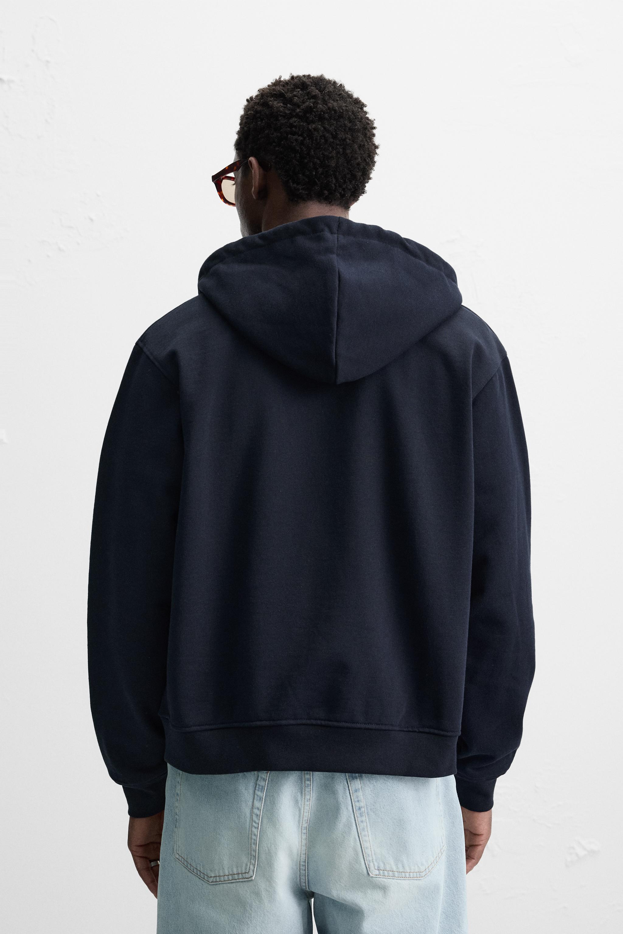 ☆ドイツ発*ZARA*新作*SLOGAN プリントZIPフーディ/BL☆ (ZARA