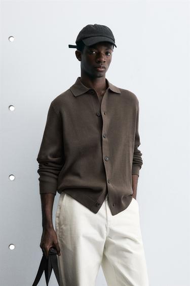 REGULAR FIT CARDIGAN - Light brown by Zara