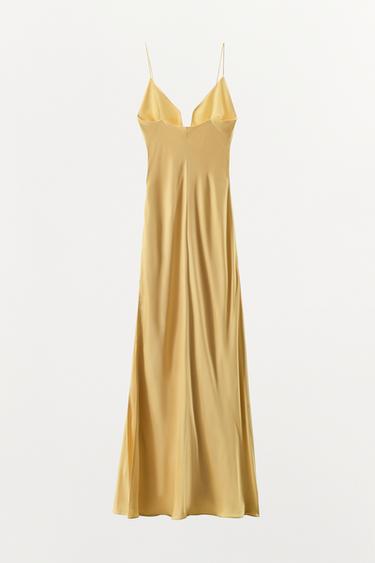 ROBE LONGUE 100% VISCOSE - Jaune de Zara - Image 5
