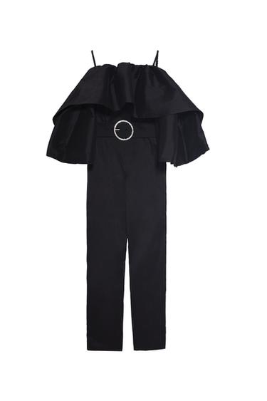 RUFFLED BELTED JUMPSUIT