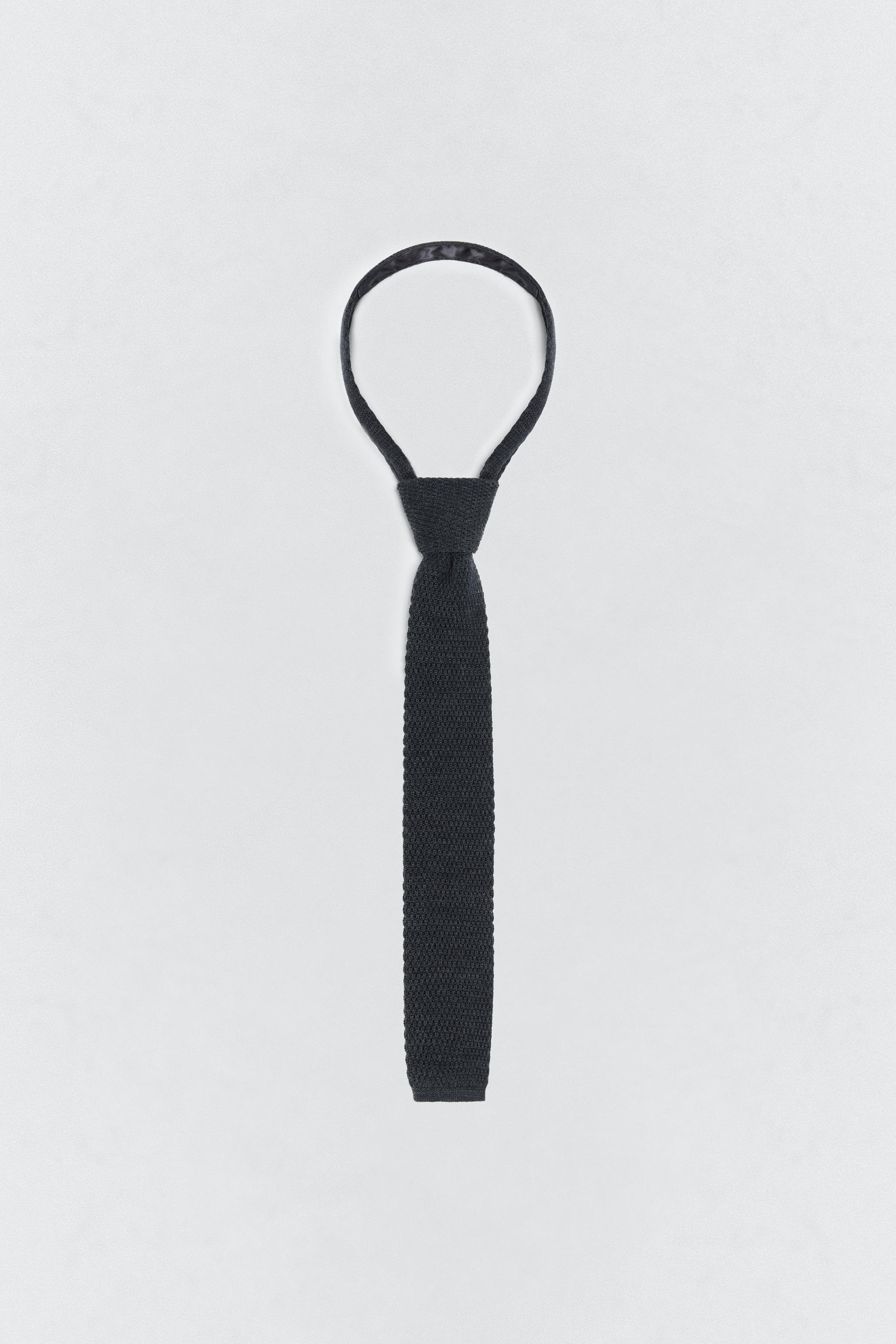 Soshiotsuki x ZARA ウールニットタイ - グレー | ZARA Japan / 日本