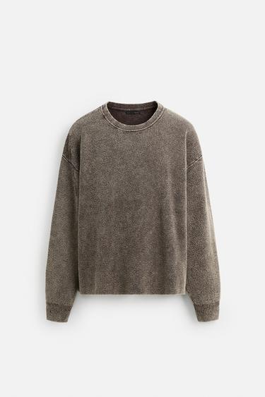 WASHED BOUCLÉ SWEATER - Dark brown by Zara - Image 6