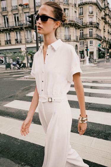 COMBINAISON LONGUE CRÊPE - Blanc cassé de Zara - Image 4