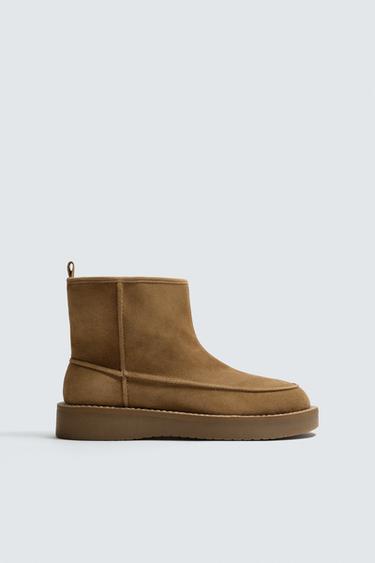 LEATHER BOOTS - Beige by Zara