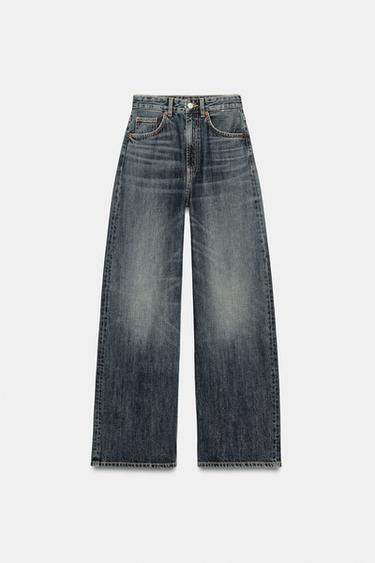 JEANS TRF EXTRA WIDE LEG TIRO ALTO - أزرق الخاص بـ Zara