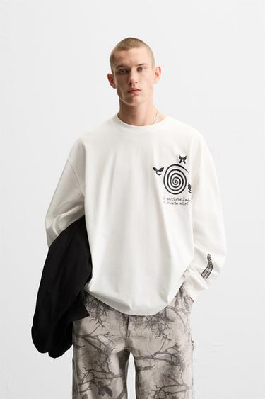 CAMISETA ESTAMPADA X ALL CAPS STUDIO - Blanco roto de Zara