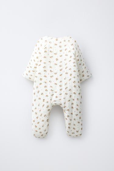 QUILTED FLORAL PRINT JUMPSUIT — Ecru 2