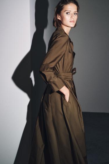 ROBE-CHEMISE EN POPELINE ZW COLLECTION - Kaki foncé de Zara - Image 3
