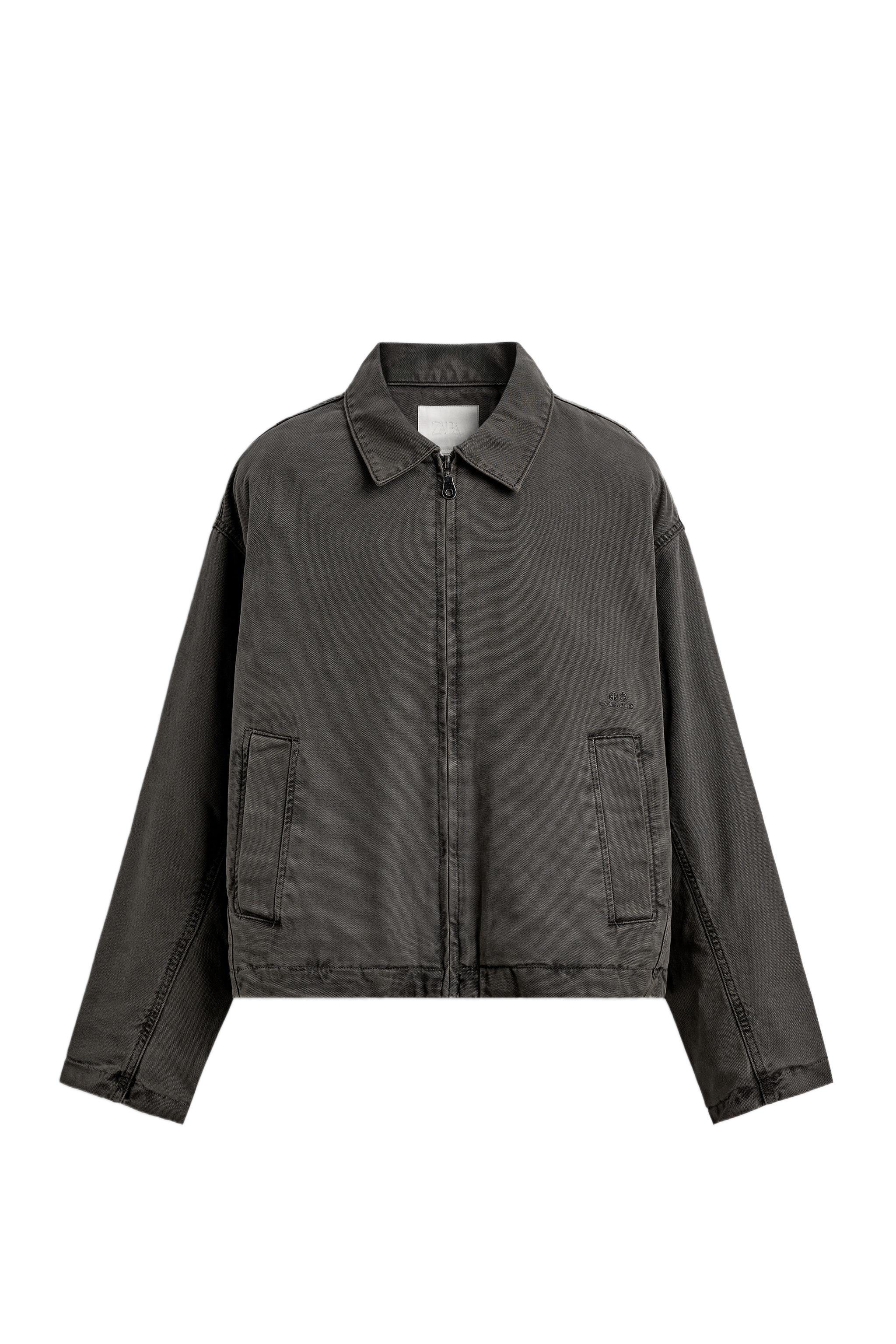 CAZADORA CROPPED FIT BORDADOS - Khaki | ZARA Chile