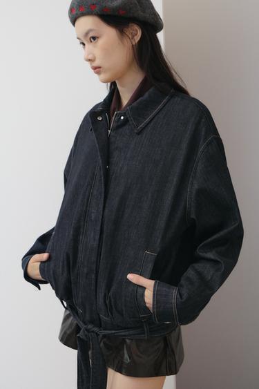 TRF ベルト デニムジャケットダークインディゴブルーZaraのTRF ベルト デニムジャケット - ダークインディゴブルー