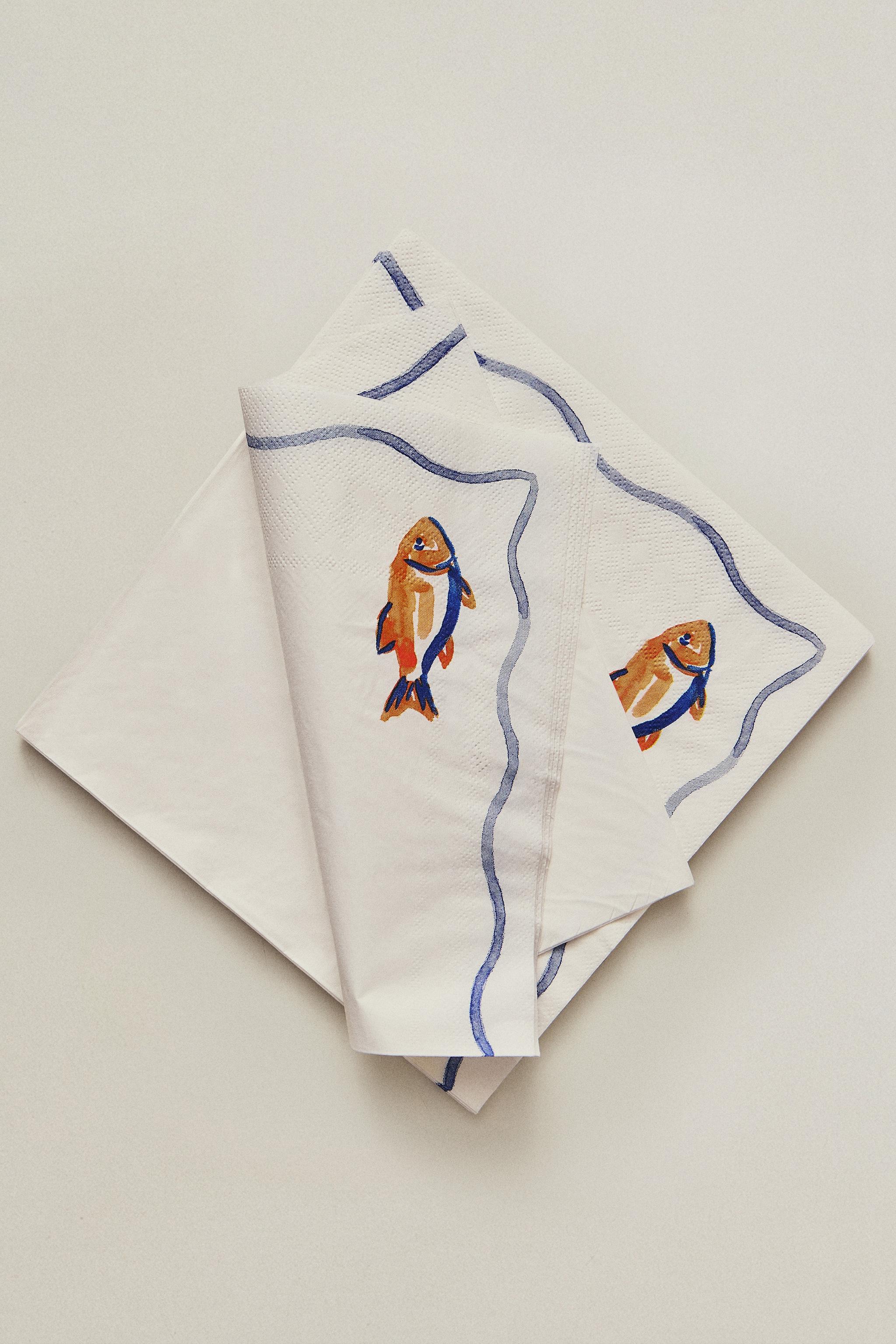 FISH PAPER NAPKINS (PACK OF 20) — Blue