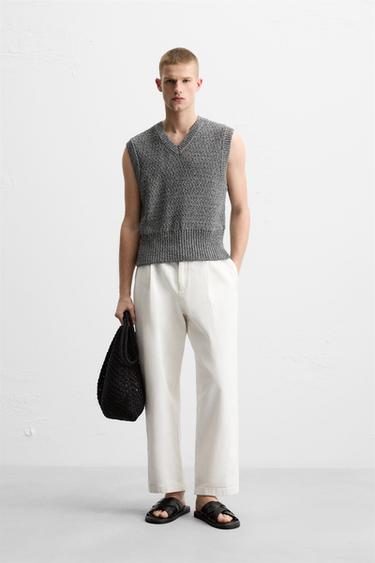 Zara RELAXED FIT 針織背心 - 黑色