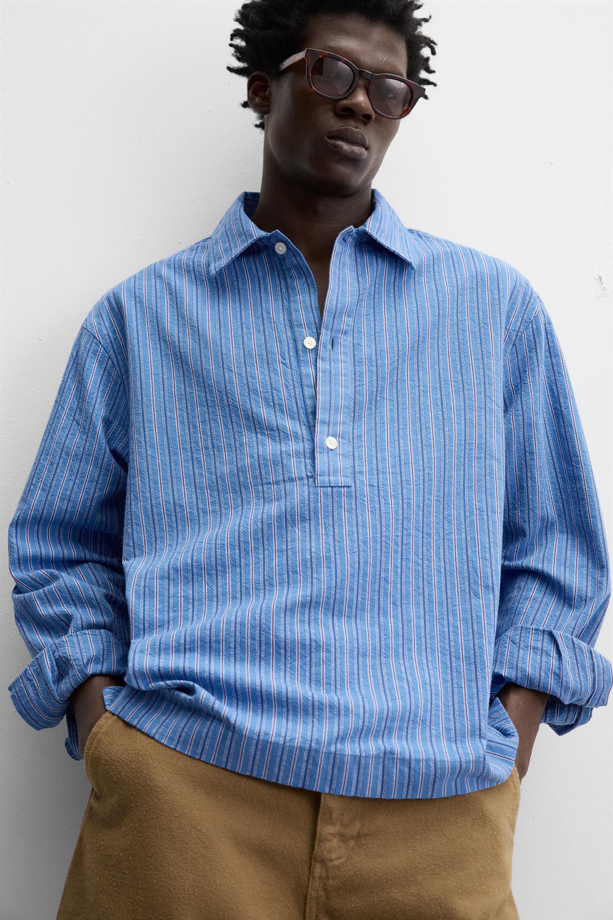 STRIPED POLO SHIRT - Blue | ZARA United States STRIPED POLO SHIRT - Blue | ZARA United States