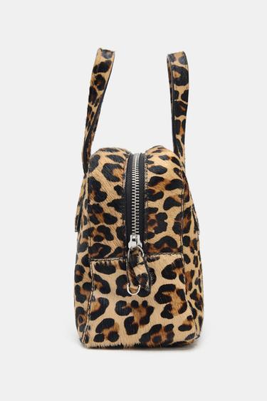 ANIMAL PRINT SHEEPSKIN MINI LEATHER BOWLING BAG - Leopard by Zara - Image 3