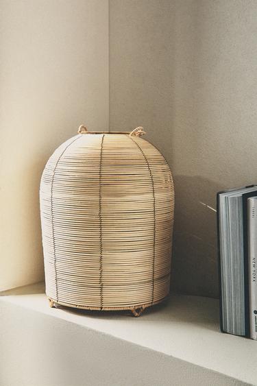 LARGE RATTAN TABLE LAMP - Light beige by Zara