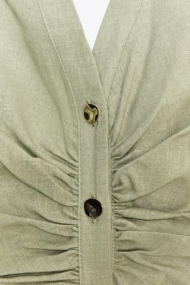 TOP HALTER AVEC LIN - Kaki clair de Zara - Image 8