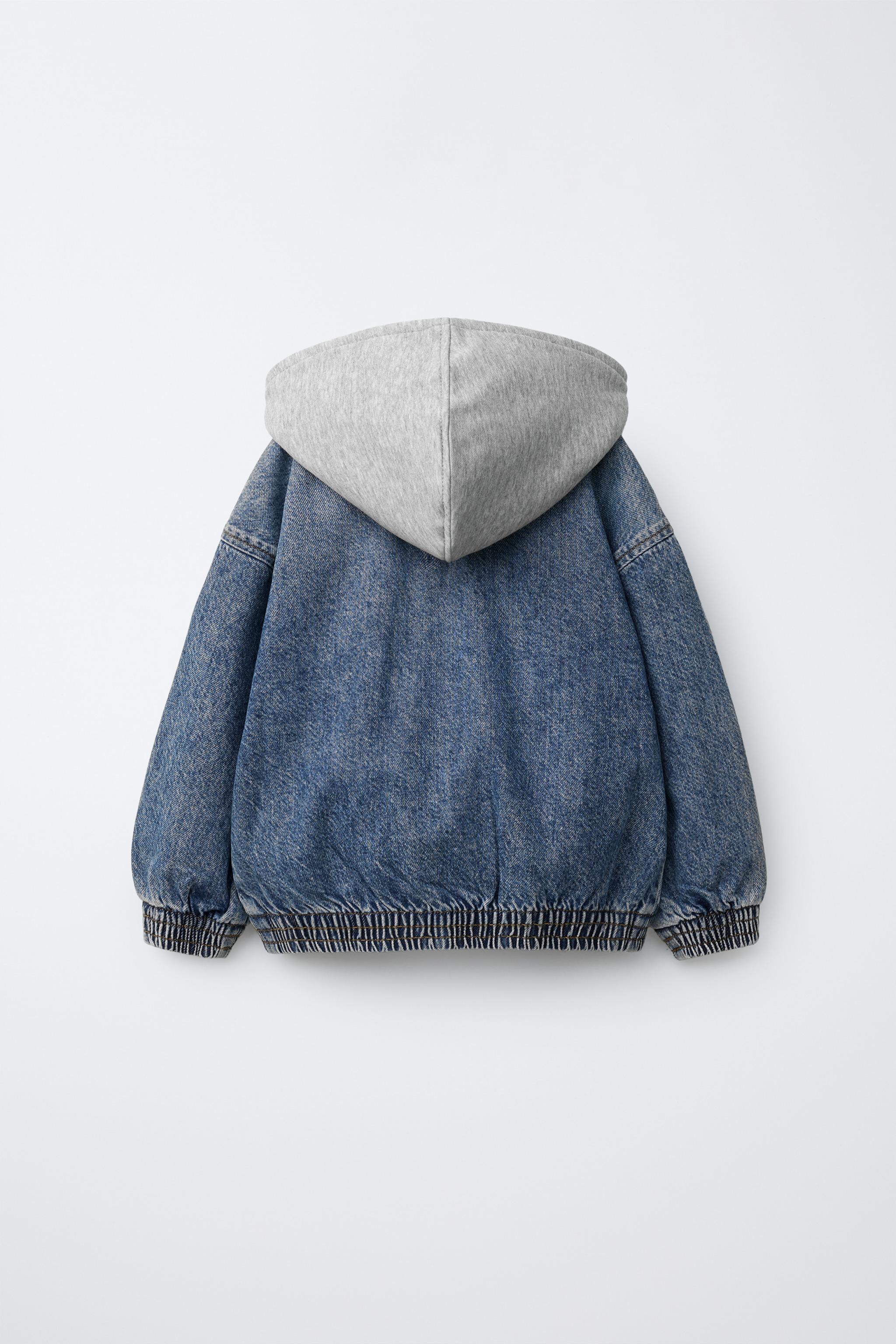 DENIM JACKET WITH REMOVABLE FLEECE HOODIE