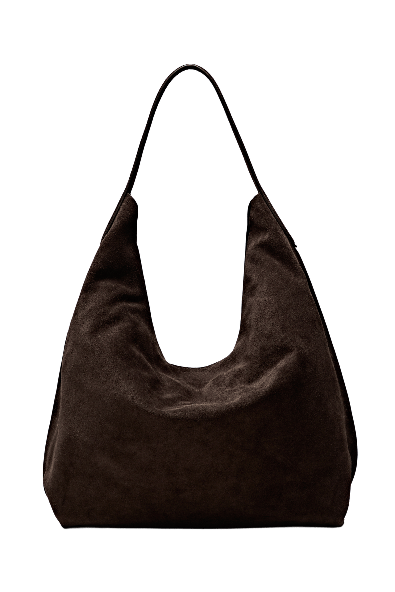 Maxi split suede leather shoulder bag — Chocolate
