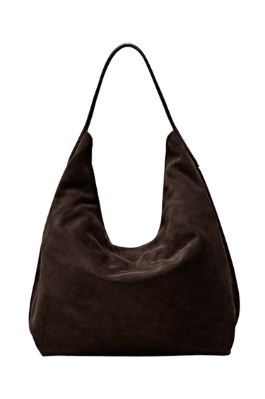 Maxi split suede leather shoulder bag — Chocolate 1