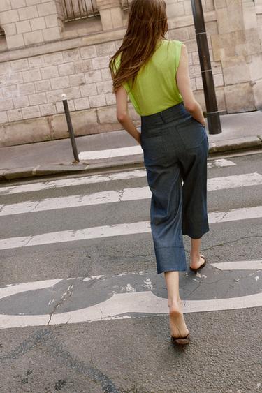 LINEN BLEND CULOTTES - Blue by Zara - Image 4