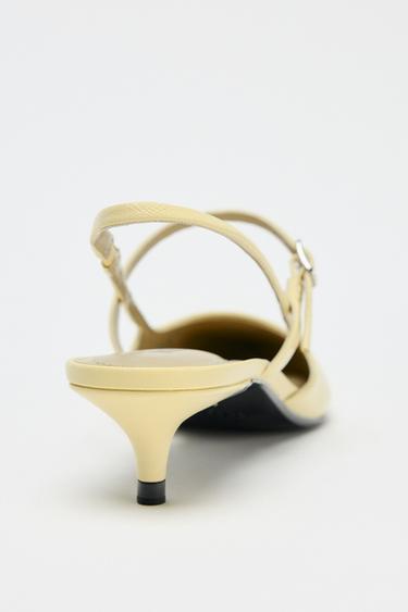 CHAUSSURES OUVERTES À L'ARRIÈRE EN CUIR À TALONS KITTEN - Jaune clair de Zara - Image 5