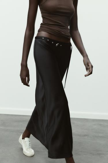 MIDI SKIRT WITH BELT - Black by Zara