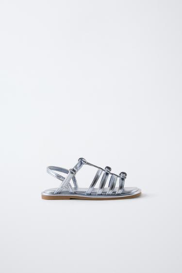 METALLIC SANDALS WITH BOWS - Blue by Zara