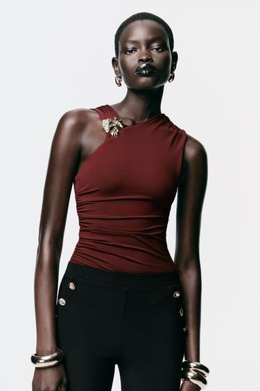 POLYAMIDE HARDWARE BODYSUIT - Burgundy by Zara - Image 1