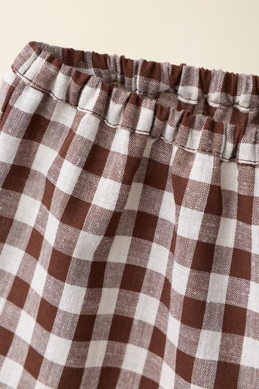 SHORT EN COTON ET LIN À CARREAUX VICHY CRÉÉ PAR CARAMEL LONDON X ZARA - Chocolat de Zara - Image 2