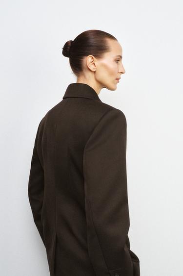 DOUBLE-BREASTED BLAZER ZW COLLECTION - Dark brown by Zara - Image 2