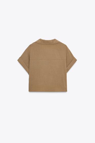 CROSSOVER SHORT SHIRT - Brown by Zara - Image 3