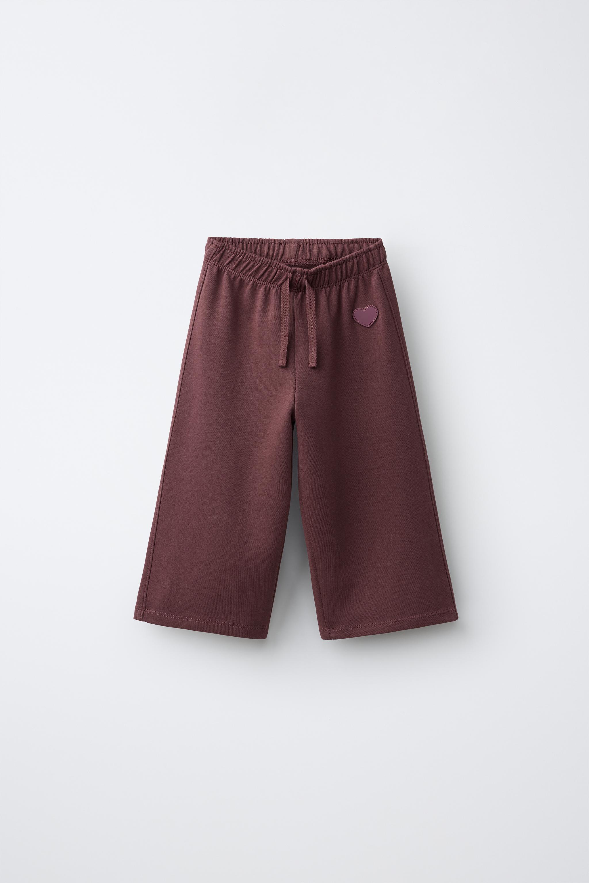 Детские брюки Zara HEART INTERLOCK WIDE LEG PLUSH PANTS
