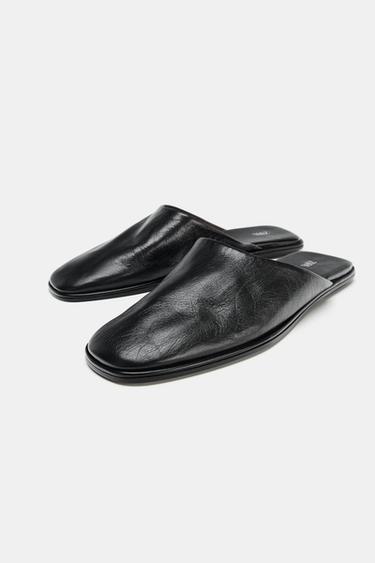 Zara LEATHER MULES - Black