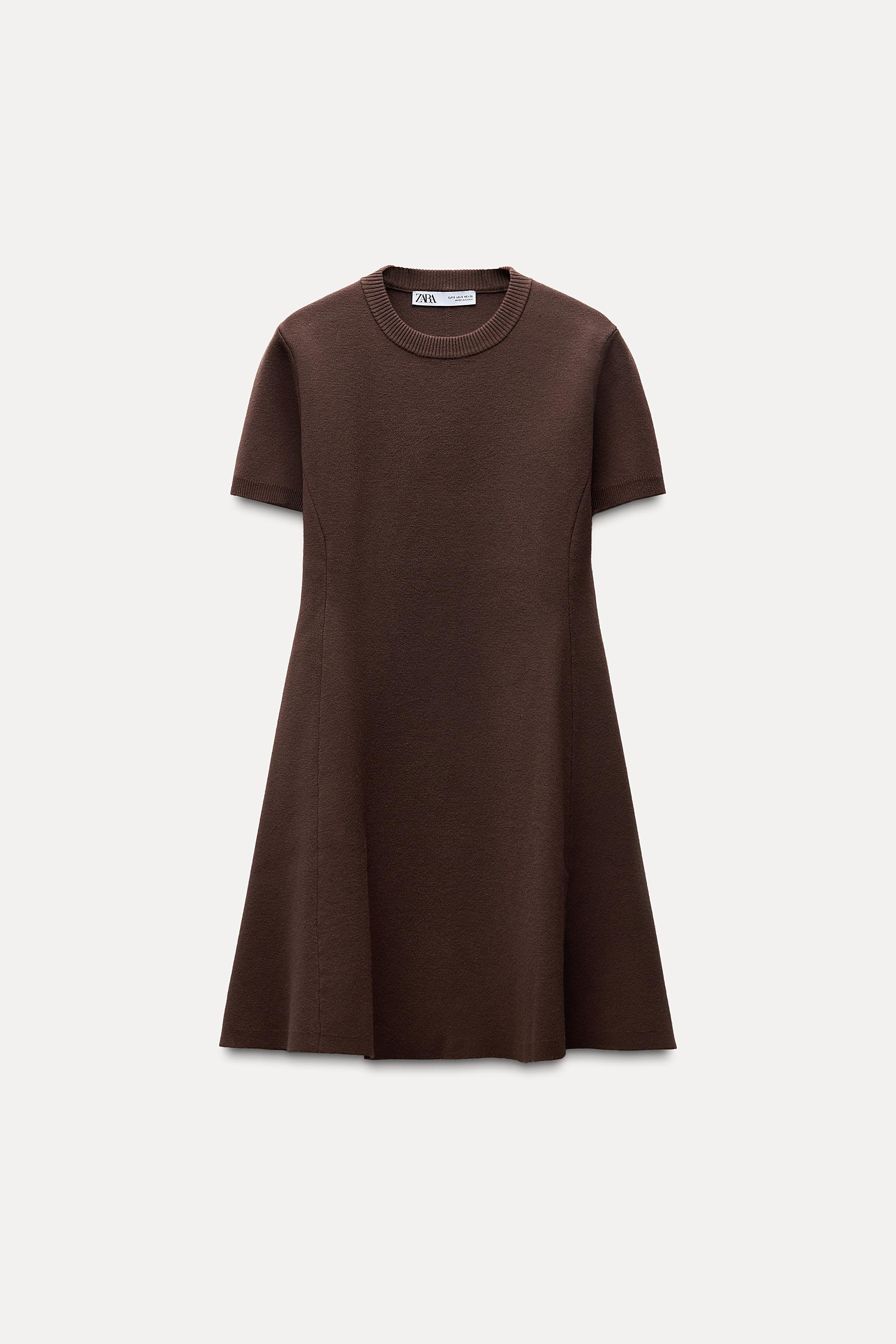 ZARA MOCK NECK SHORT outlets KNIT DRESS TAUPE BROWN