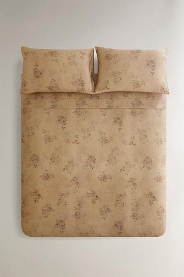 FLORAL PRINT SATEEN DUVET COVER - Ochre by Zara - Image 0
