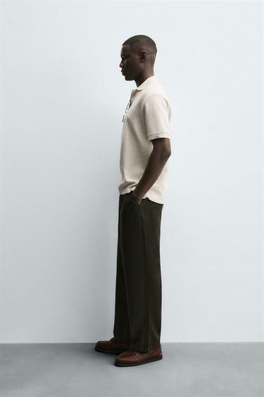 TEXTURED REGULAR FIT POLO SHIRT - Oyster-white by Zara - Image 3
