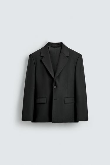 Zara WOOL SUIT BLAZER - Black