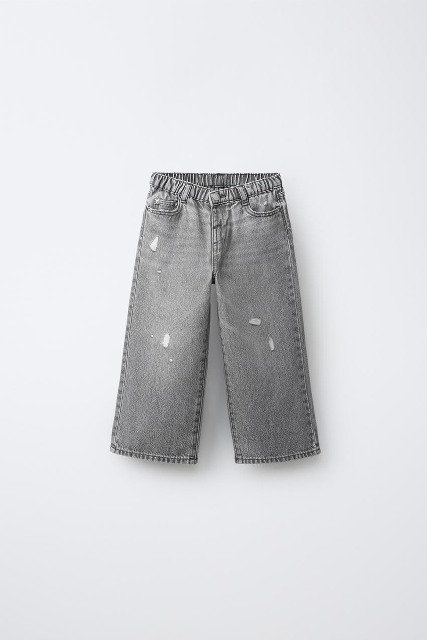 ワイドレッグ ハート＆スター デニムパンツ - グレー | ZARA Japan / 日本