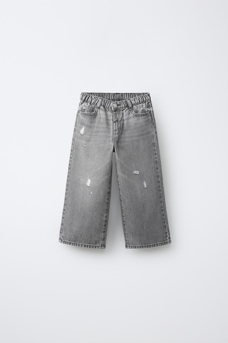 STAR AND HEART WIDE LEG JEANS — Gray
