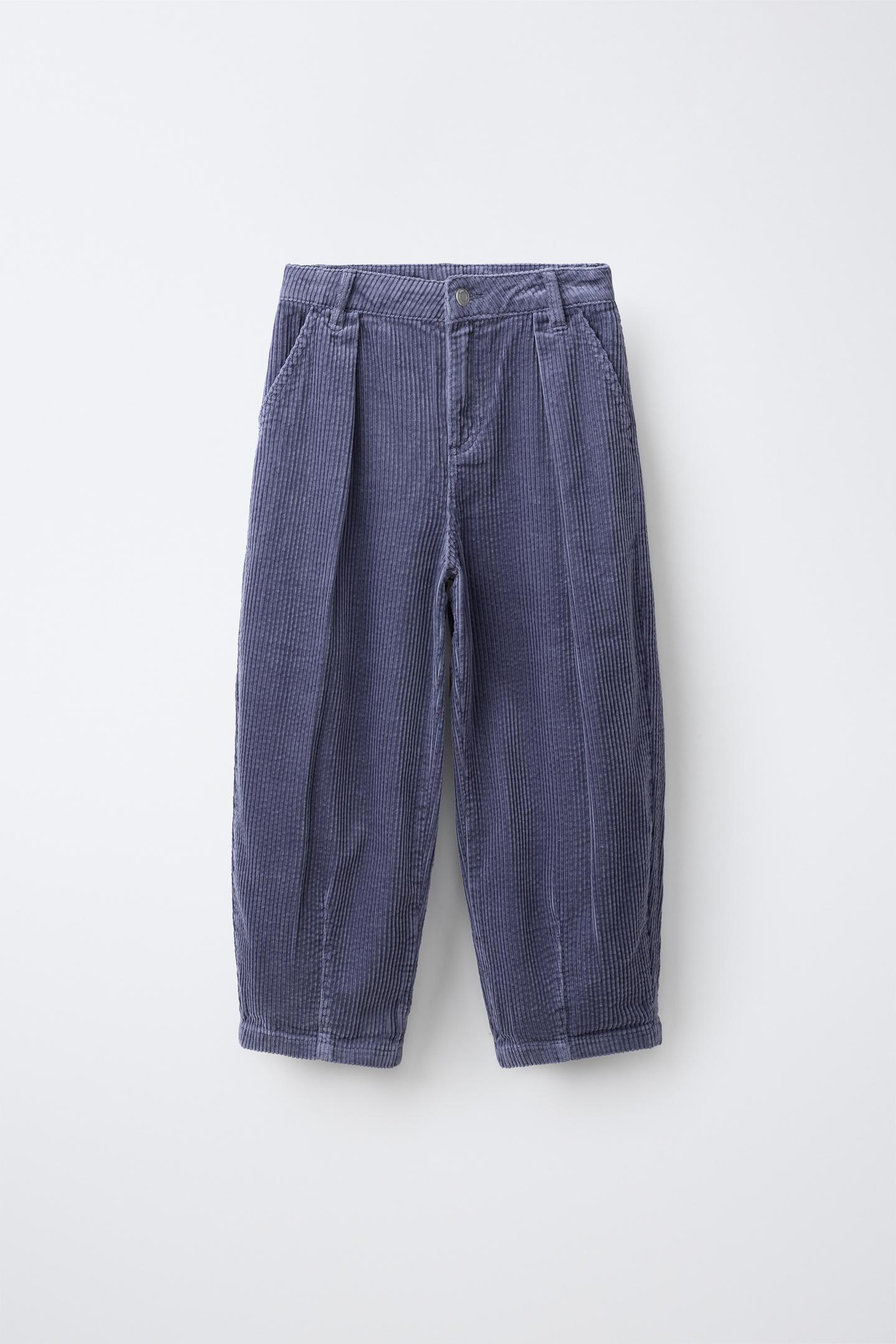 Детские брюки Zara Baggy Corduroy Pants with Darts, цвет: Синий / Стальной