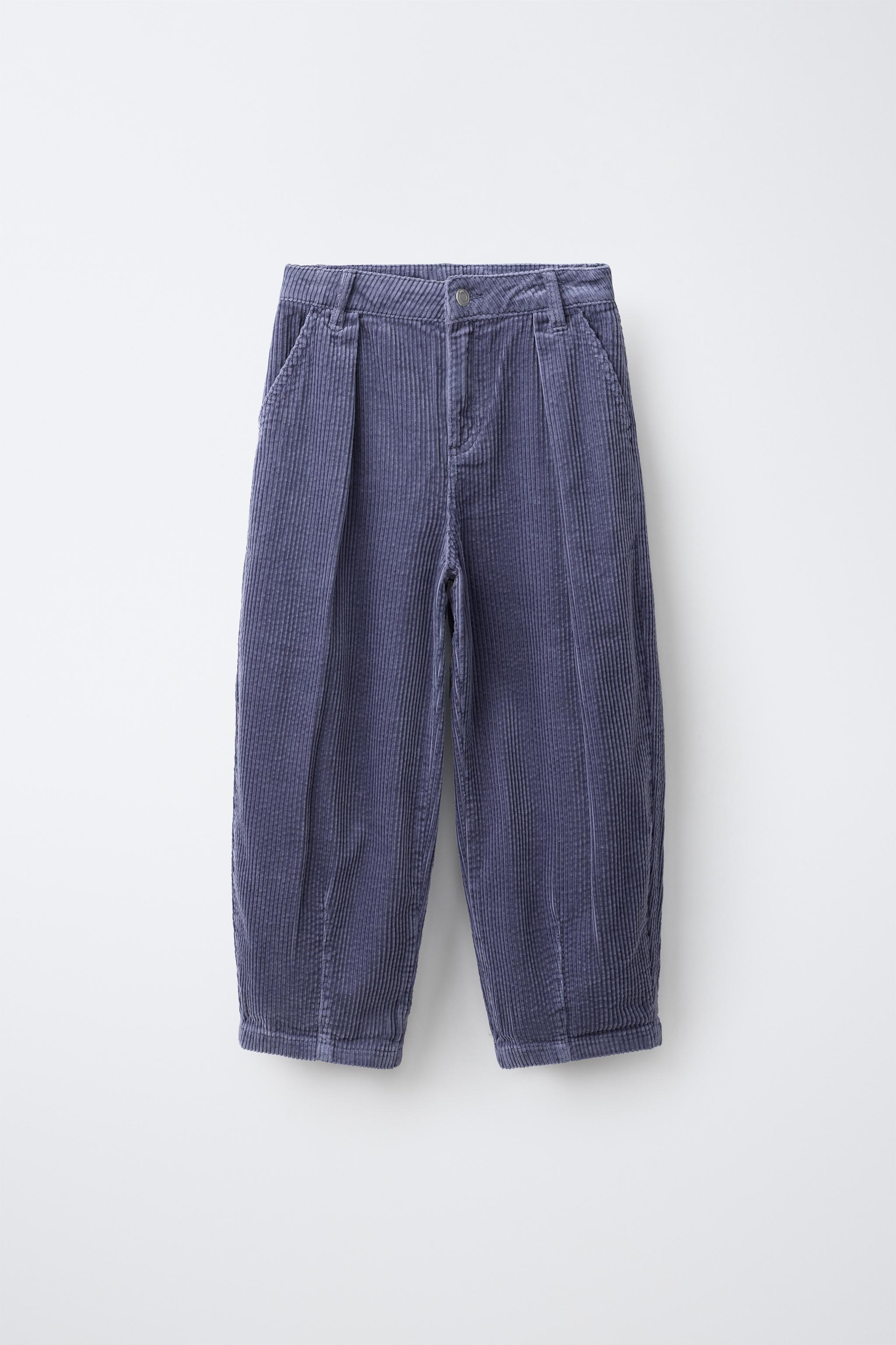 PANTALON BAGGY EN VELOURS CÔTELÉ À PINCES