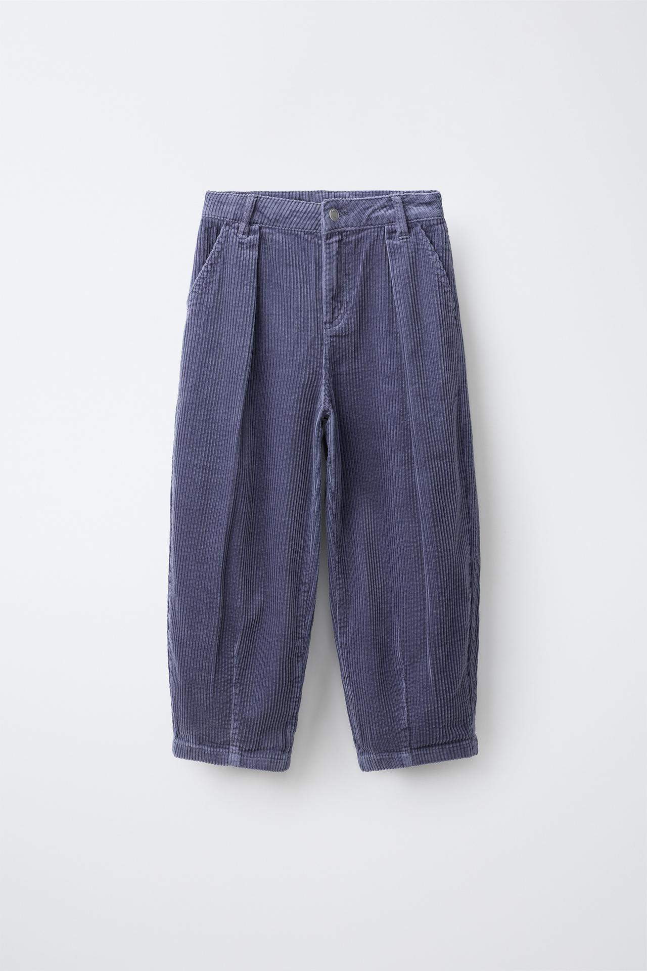 BAGGY CORDUROY PANTS WITH DARTS — Blue / Steel