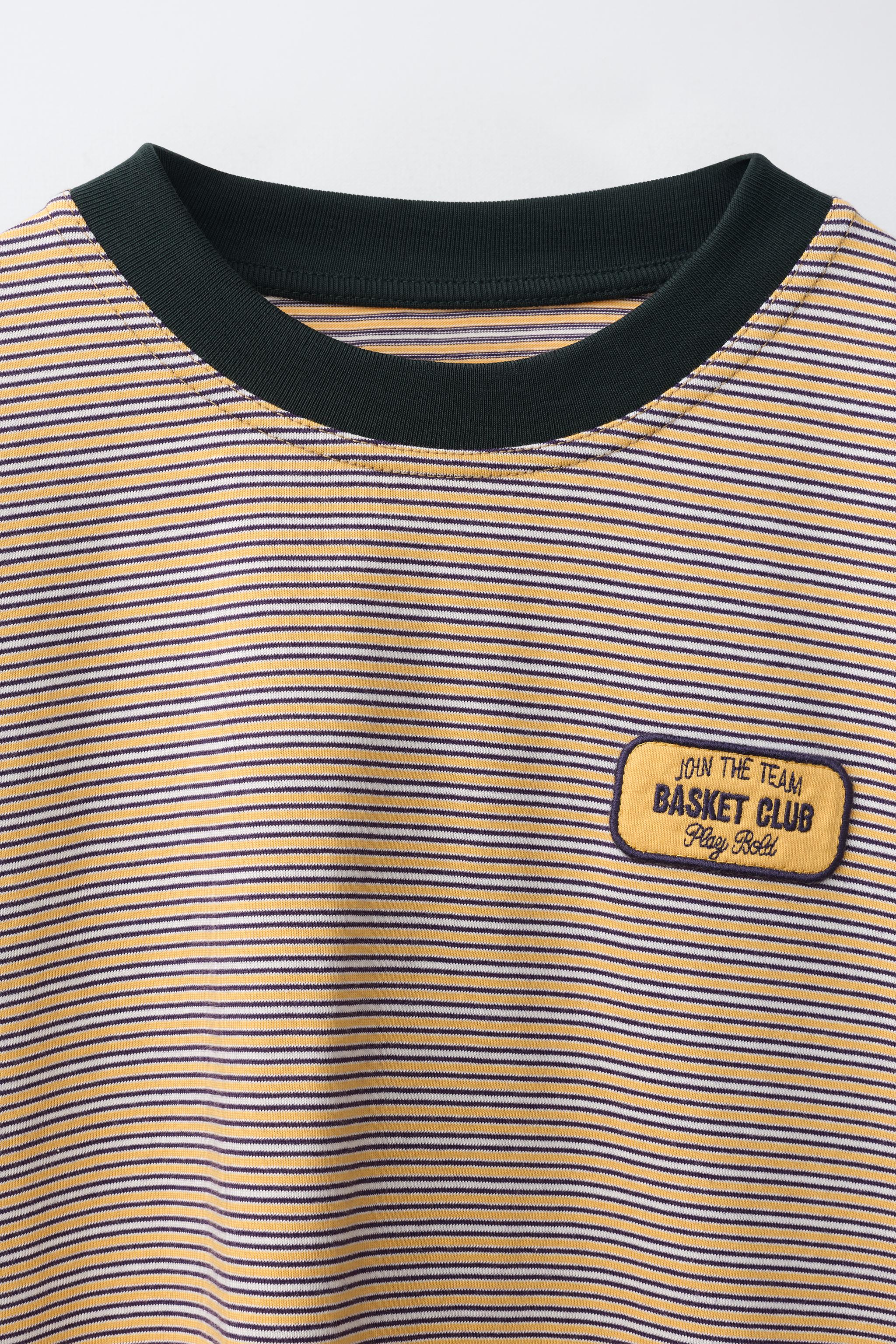 STRIPED PRINT POCKET T-SHIRT