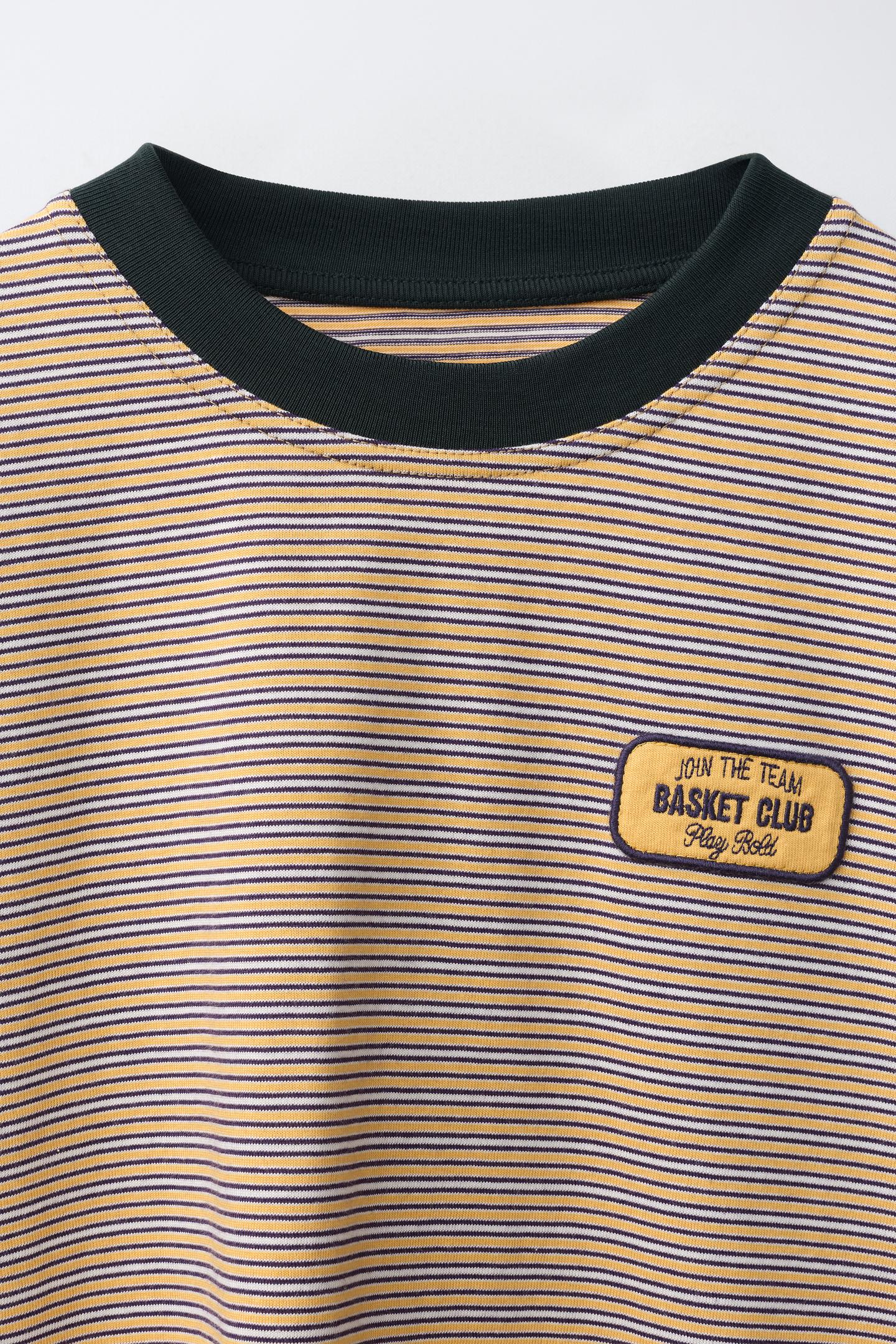 Детская футболка Zara Striped Print Pocket, цвет: Жёлтый — фото 3