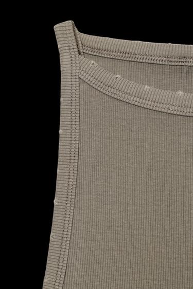 TOP HALTER RIB EFECTO LAVADO - Gris oscuro de Zara