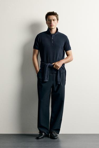 ÁO POLO DÁNG SUÔNG PHONG CÁCH RETRO - Màu xanh nước biển từ Zara - Hình ảnh 0