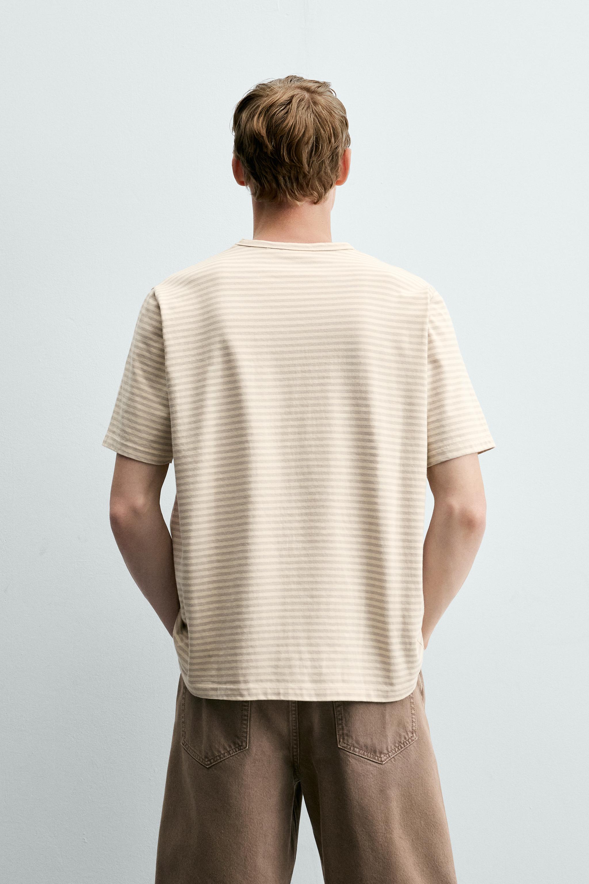 Мужские футболки Zara STRIPED JACQUARD POCKET T-SHIRT — фото 3