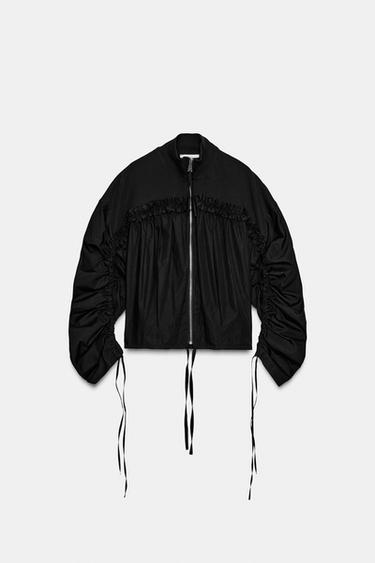 Zara 拼接飛行員外套 - 黑色