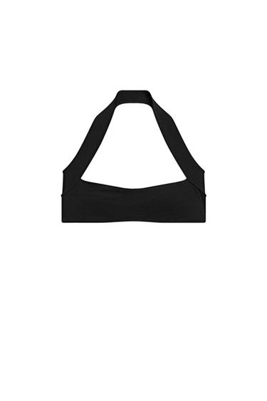 Textured halter bikini top — Black 1