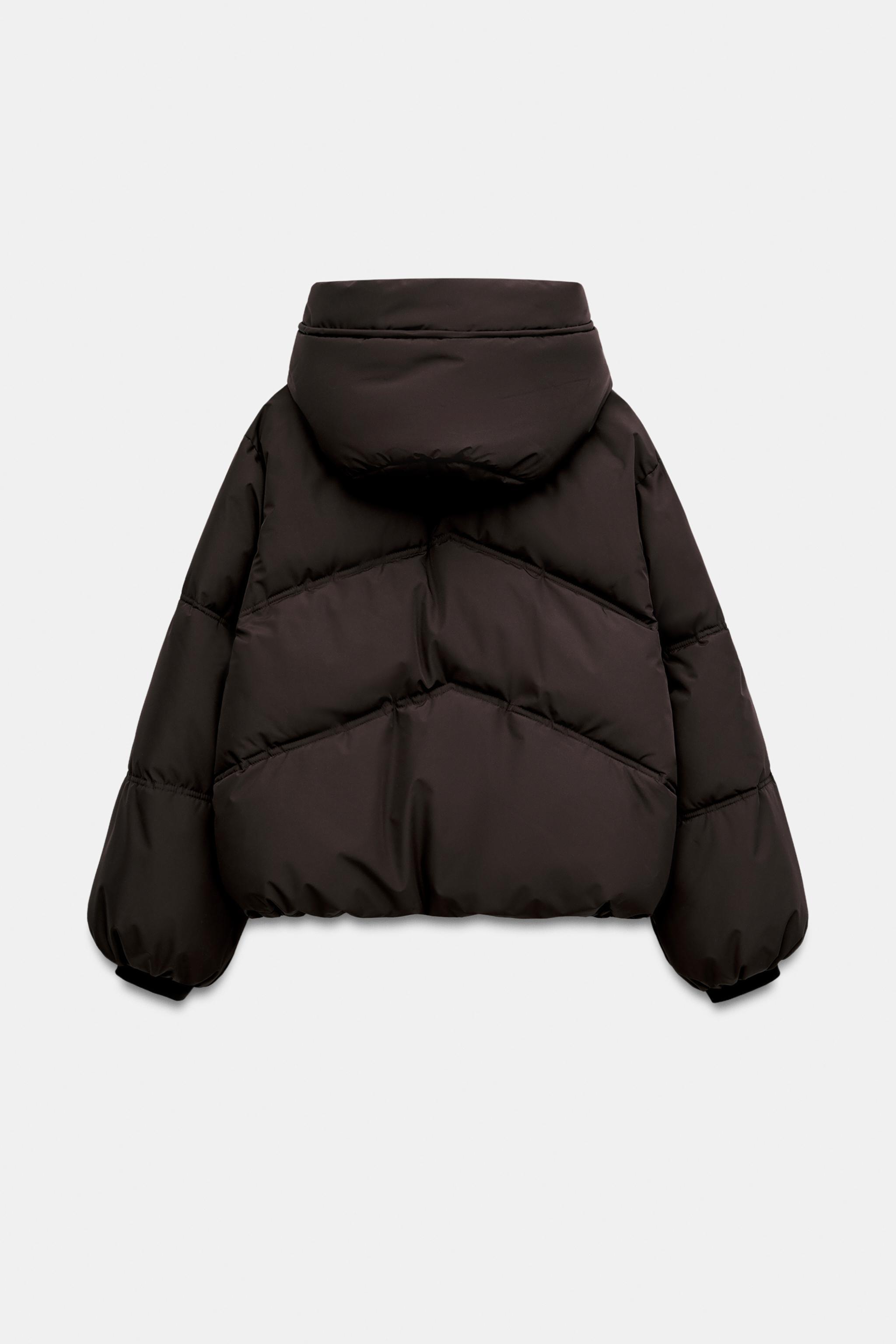 撥水加工入り防風アノラック フード パフ - ブラウン | ZARA Japan / 日本